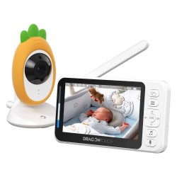 Moniteur Bébé,Dragon Touch Babyphone 5 pouces 720P HD Vidéo Caméra Surveillance Numérique,Zoom Pan-Tilt à Distance,VOX,Vision Nocturne,Audio Bidirectionnel,Berceuses et Capteur de Température 